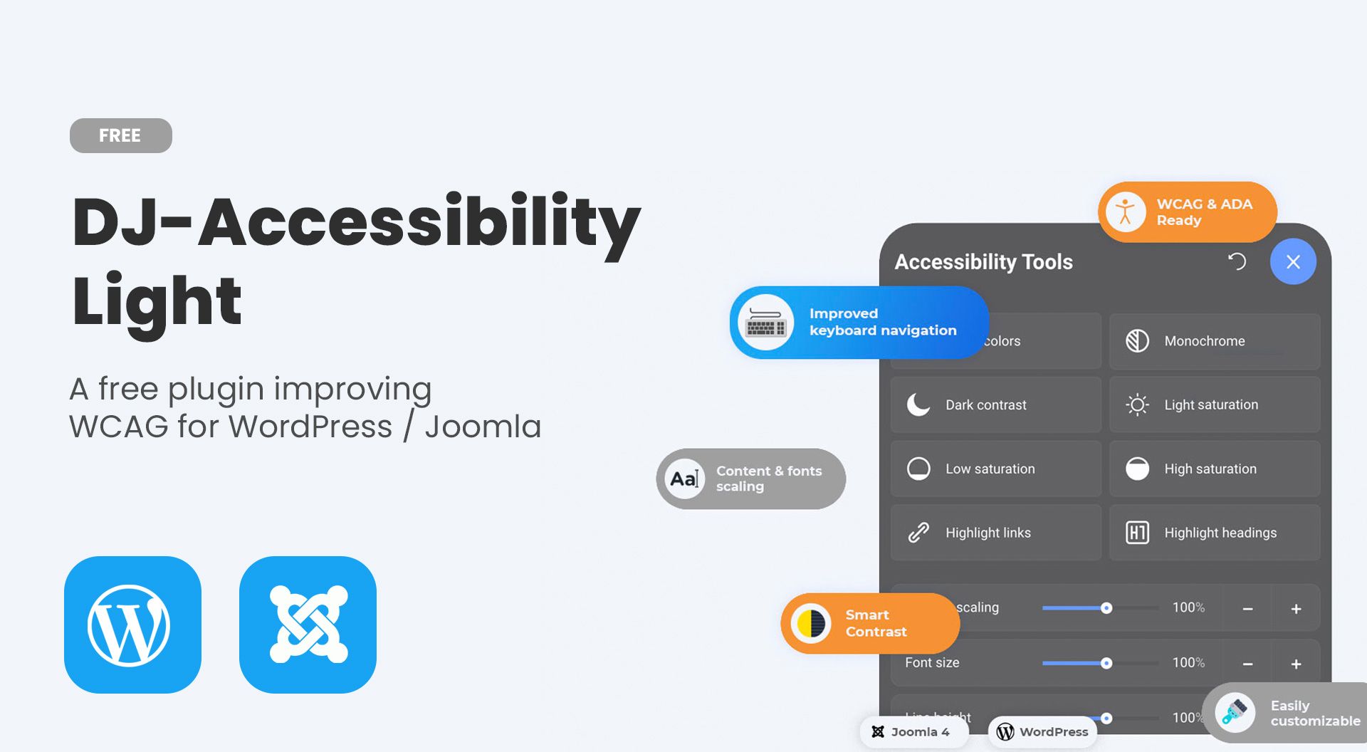 DJ-Accessibility Light - free plugin version for Joomla and WordPress