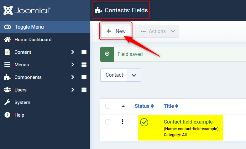joomla 4 custom fields add new fields in contacts