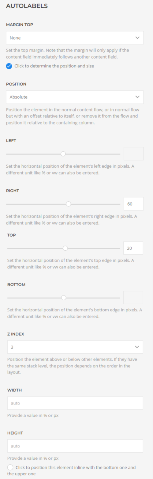 dj-catalog2 integrator with yootheme add extended produts grid element settings autolabels options