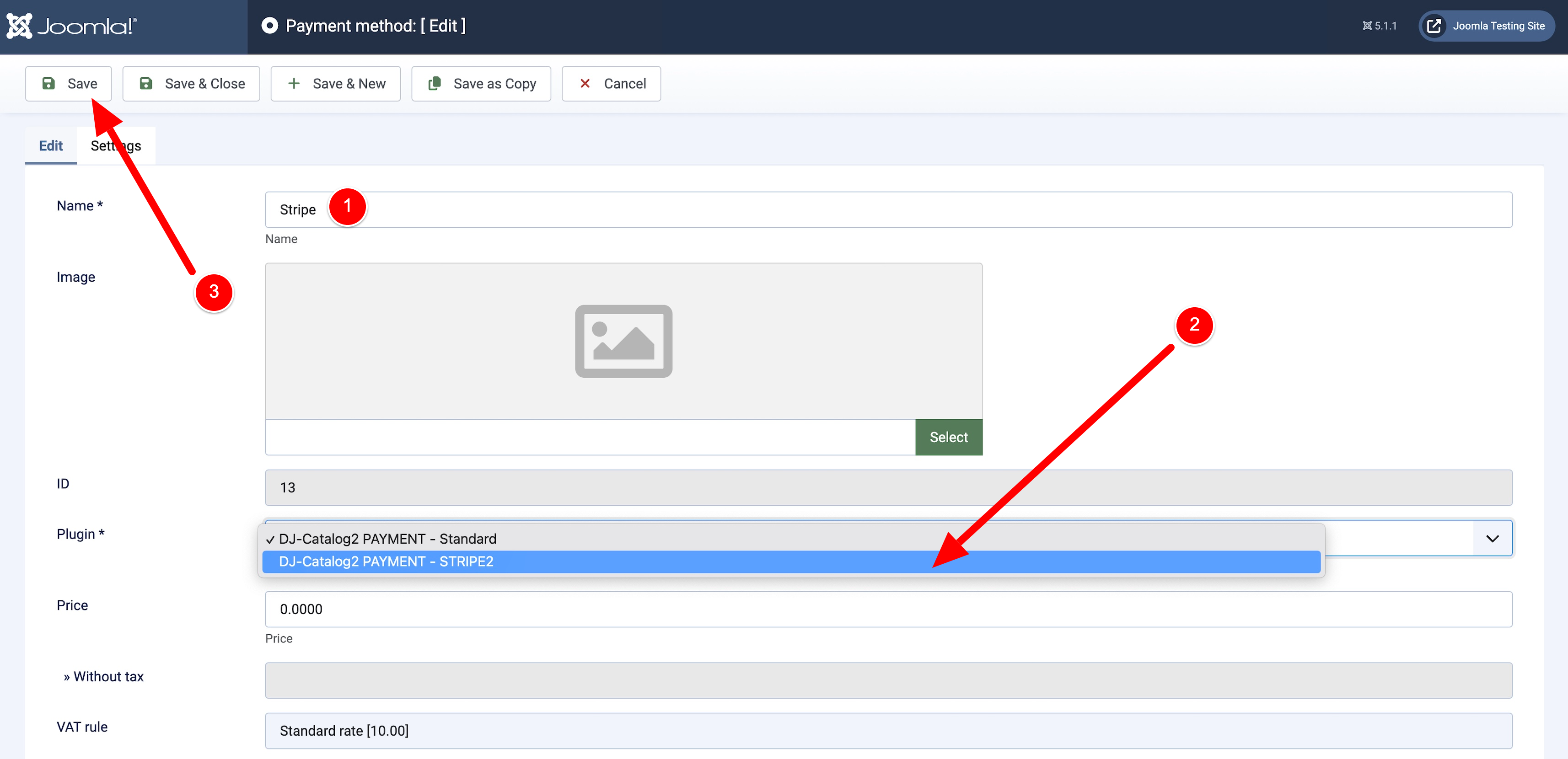 Setting up the payment method step I