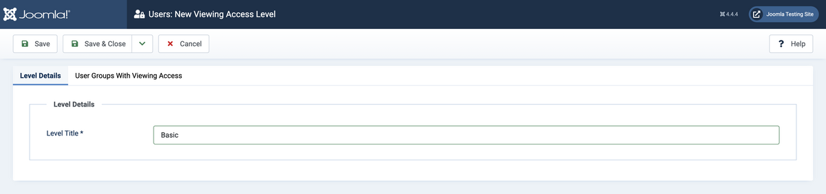 Joomla - access level name