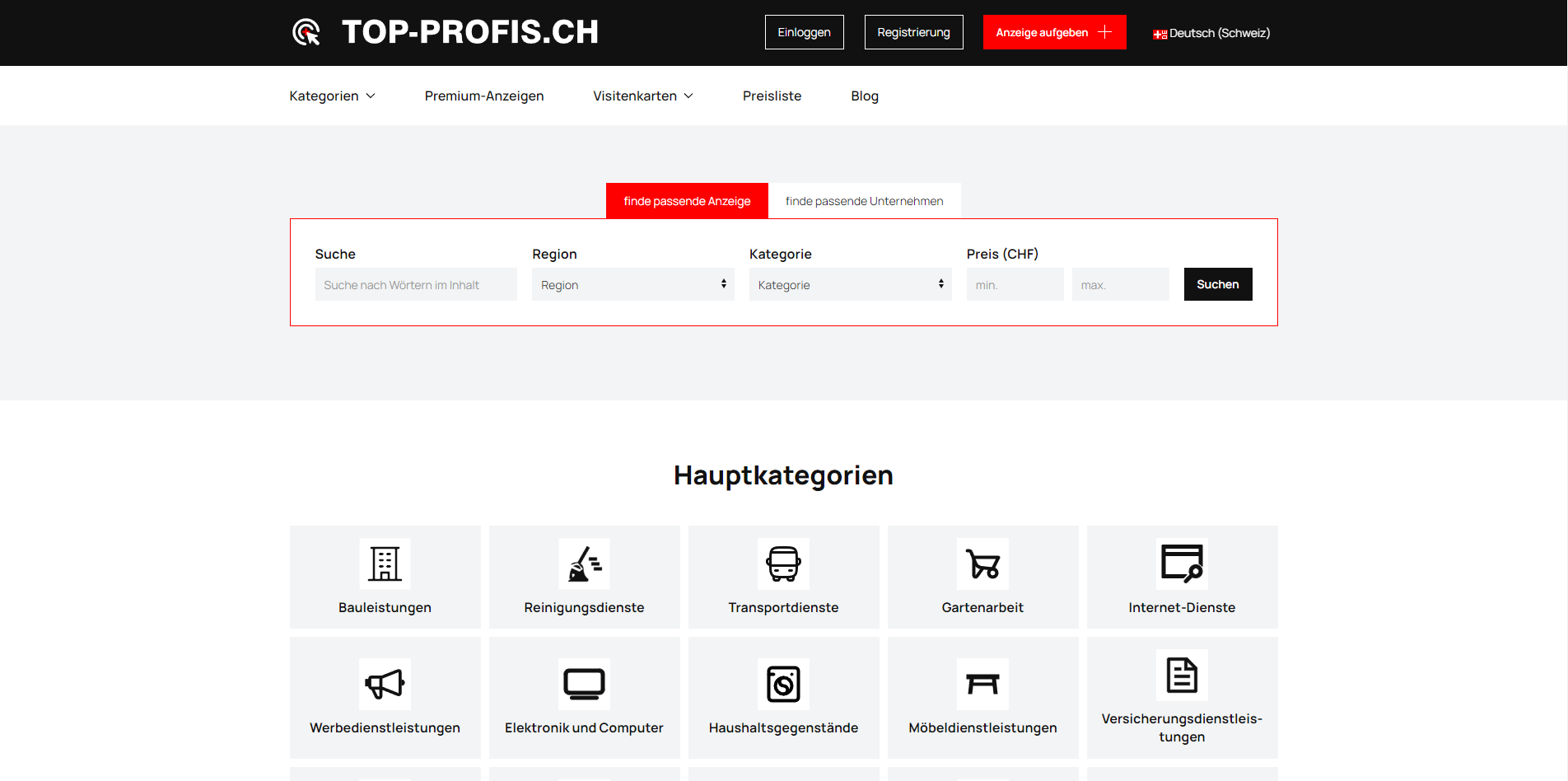 TOP-PROFIS.CH classified portal