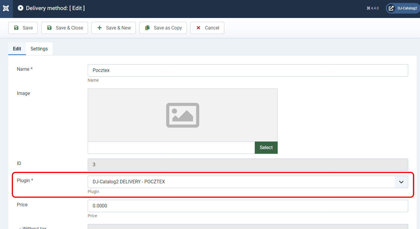 DJ-Catalog2 Knowledge Base: Pocztex Delivery Plugin