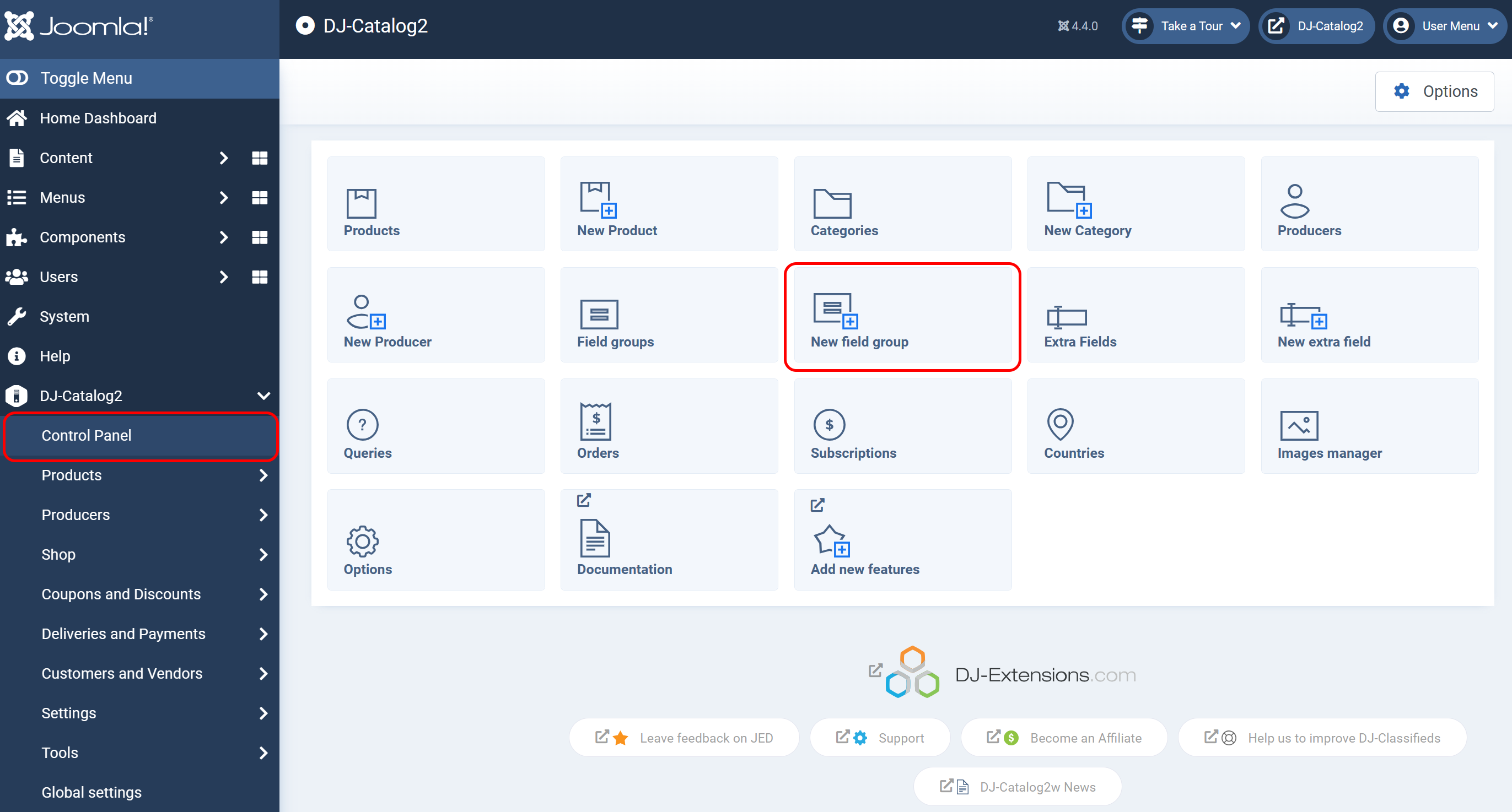 DJ-Catalog2 Knowledge Base: Field Groups and Extra Fields