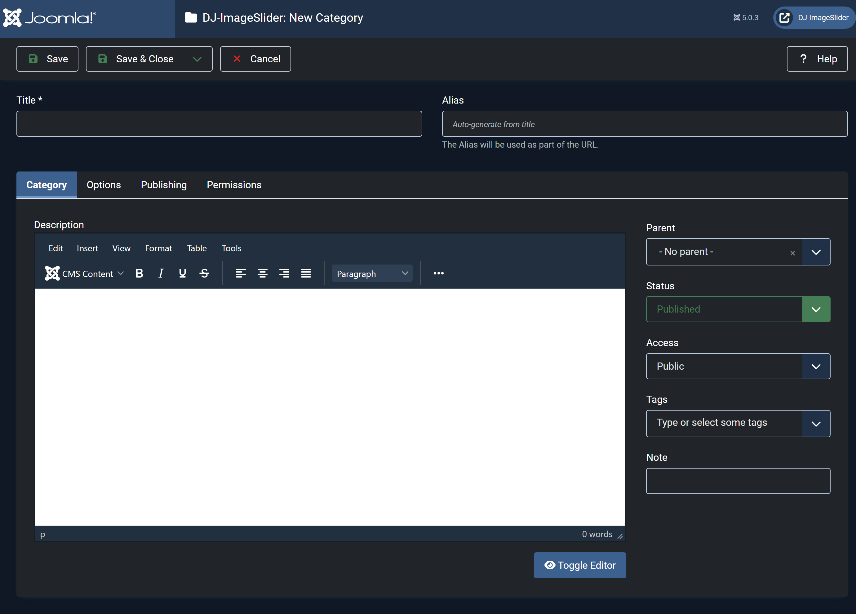 DJ-ImageSlider Knowledge Base: Create a Category