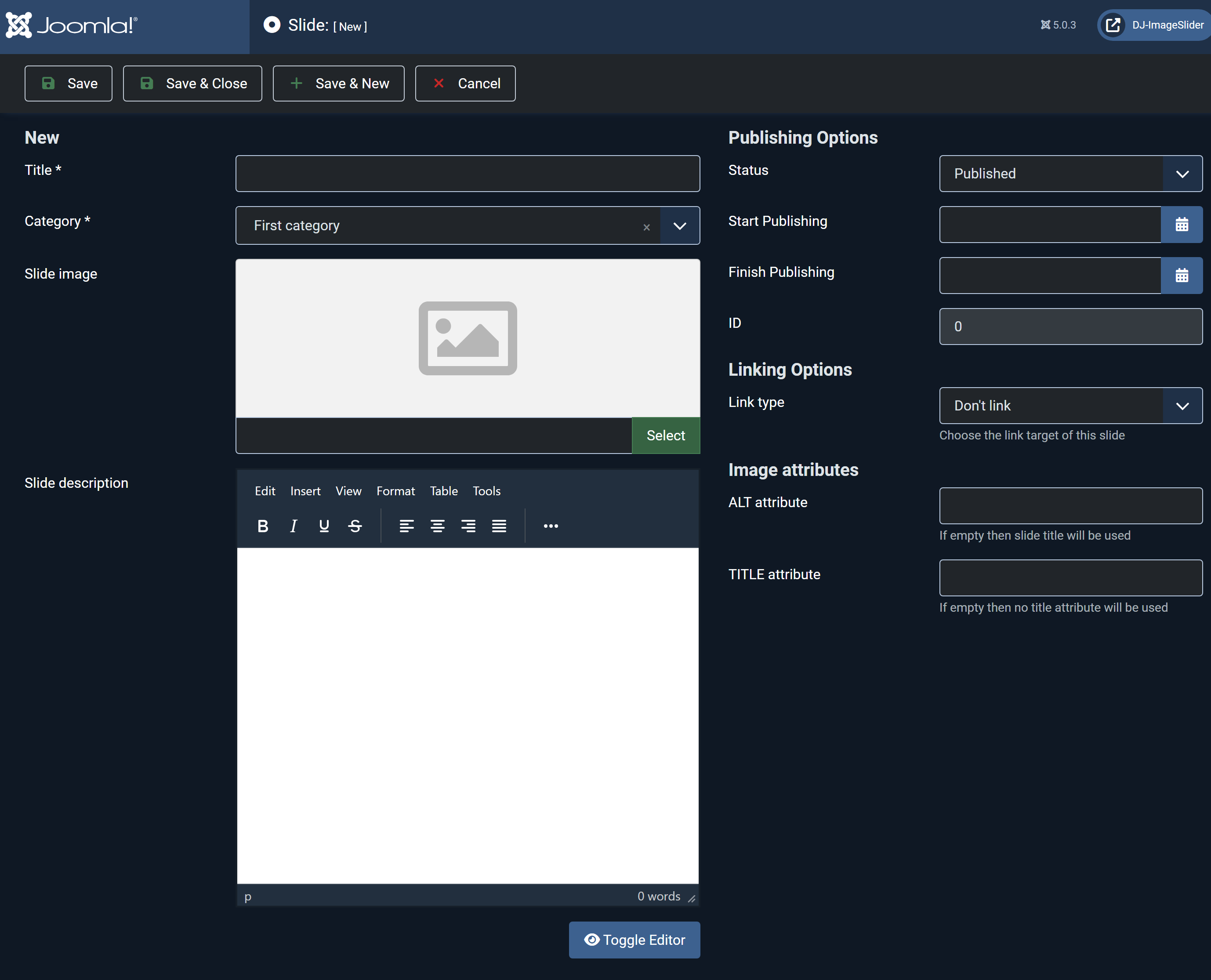 DJ-ImageSlider Knowledge Base: Create a Slide