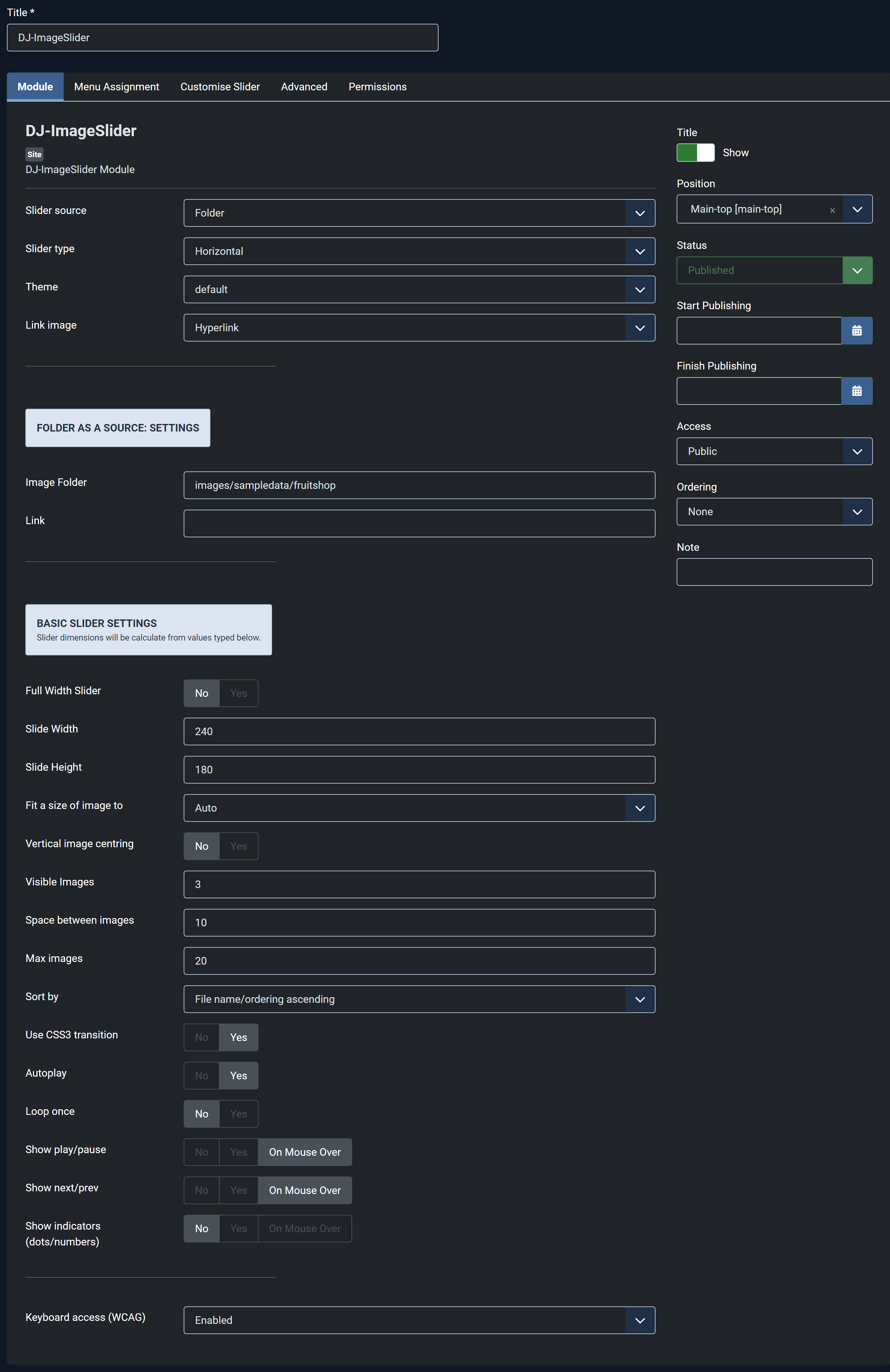 DJ-ImageSlider Knowledge Base: Module