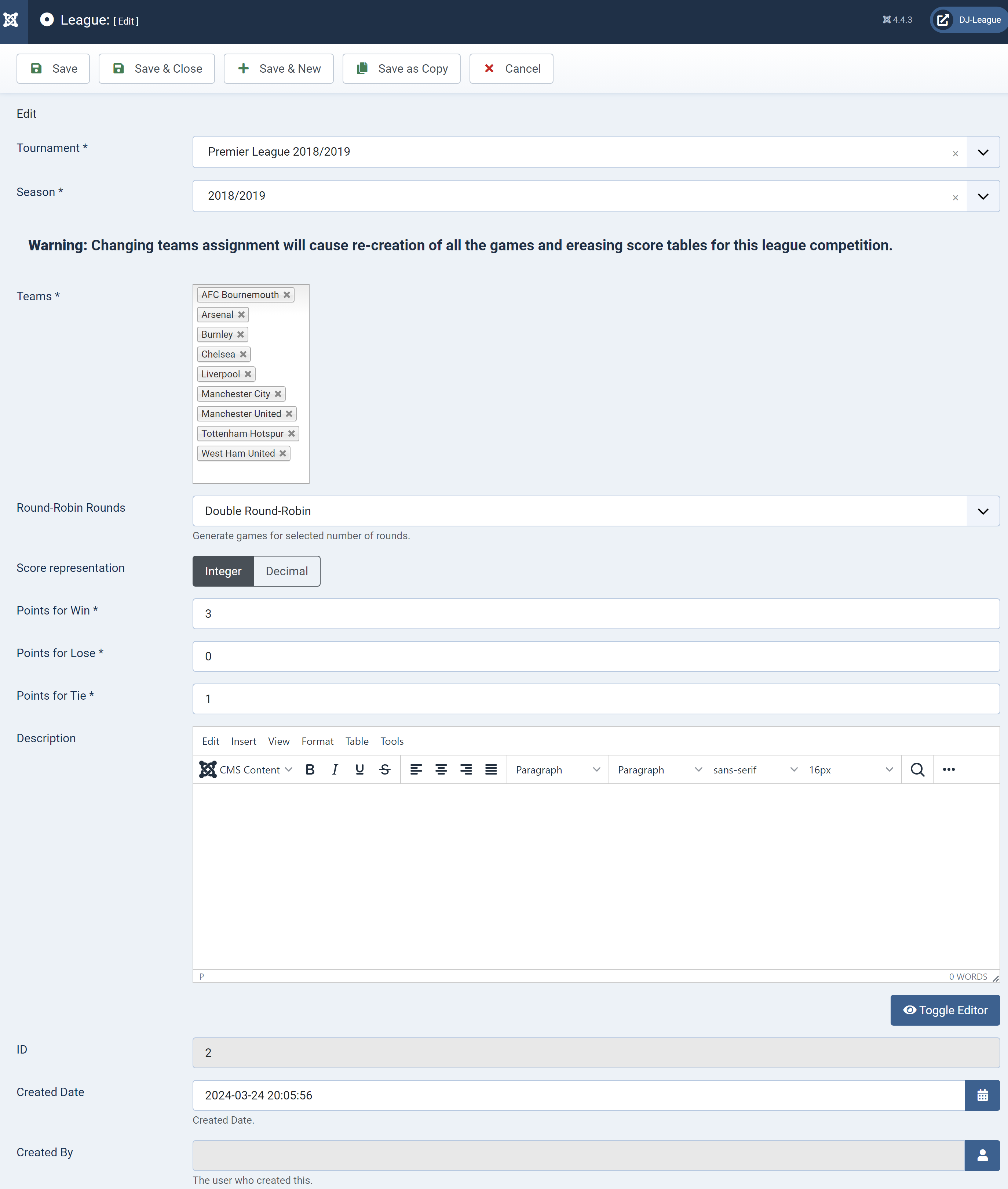 DJ-League Knowledge Base: Component