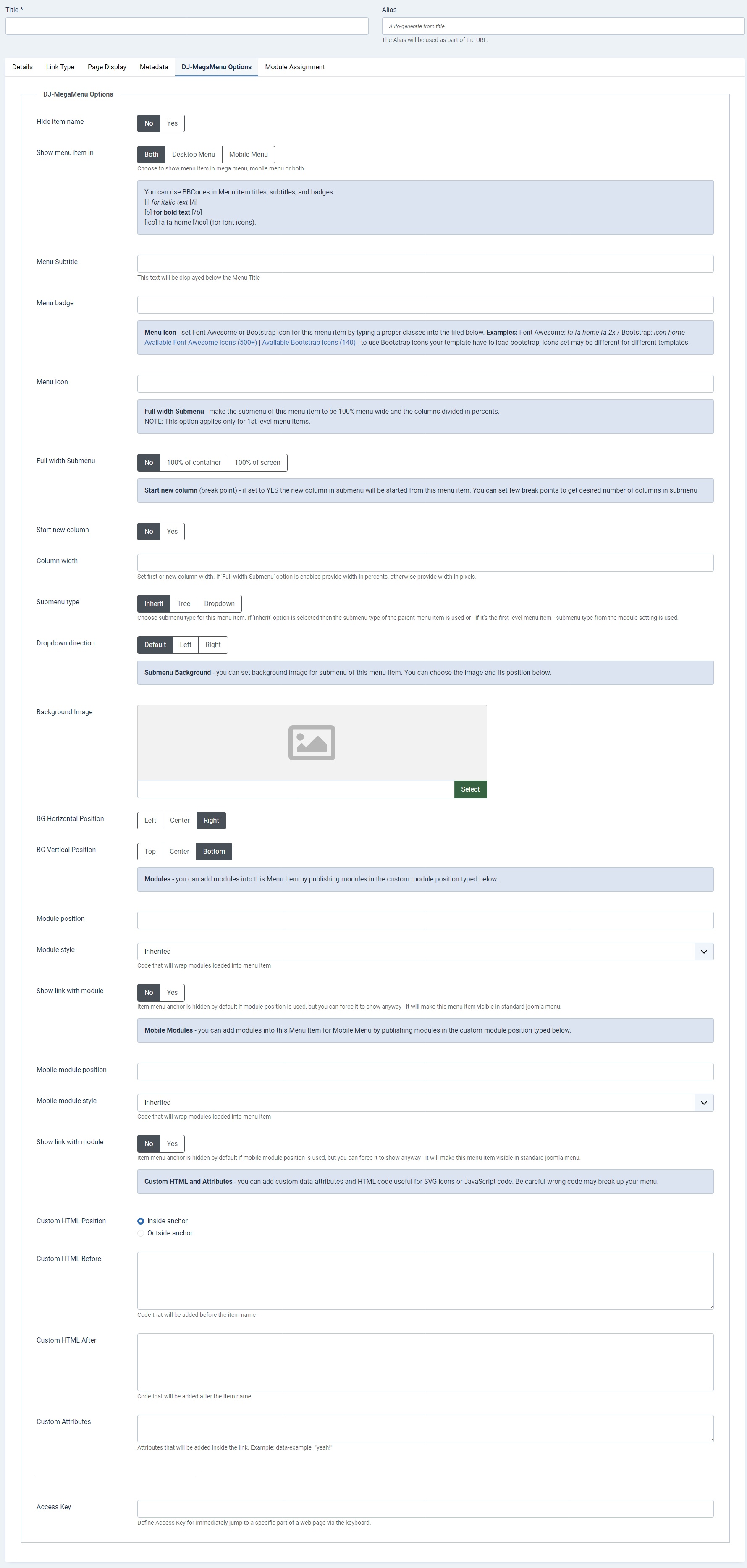 DJ-MegaMenu Knowledge Base: Getting started - Menu Item
