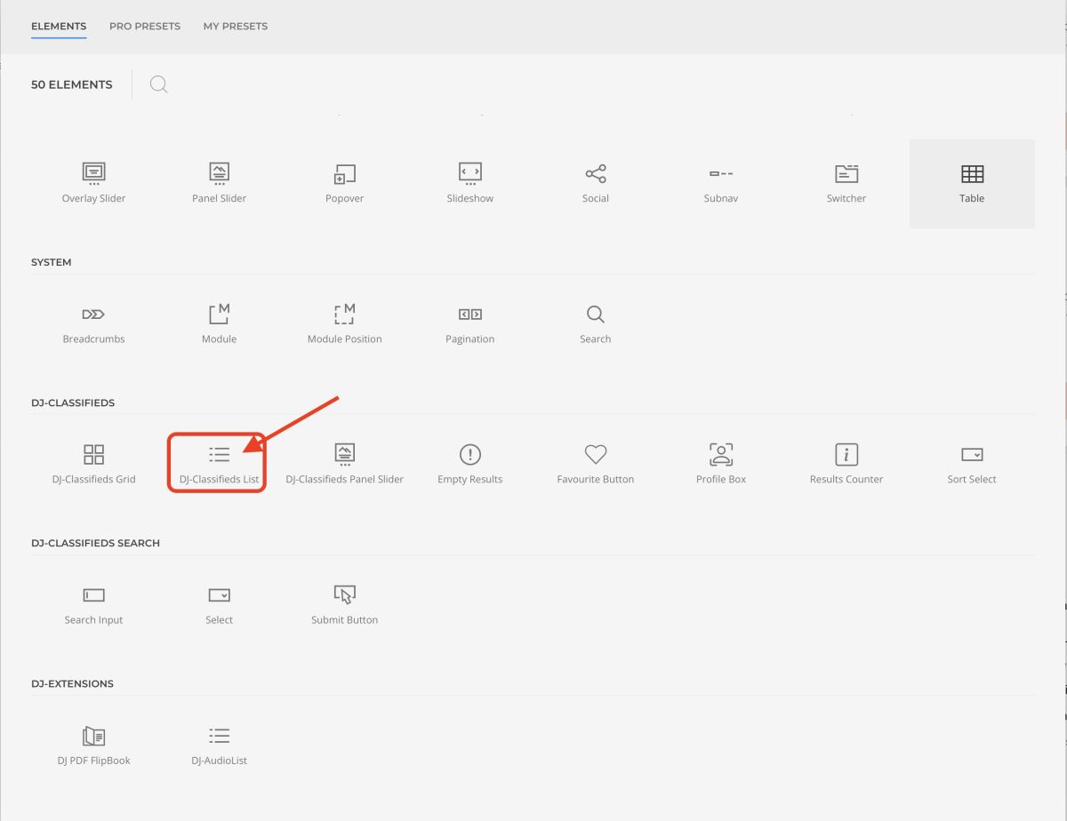 DJ-Classifieds Integrator Knowledge Base: Classifieds List