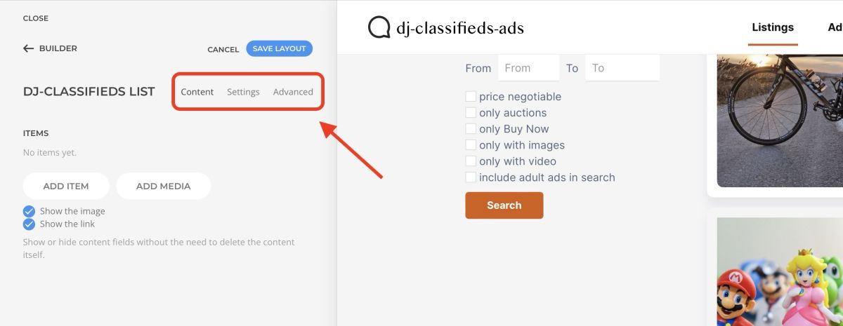 DJ-Classifieds Integrator Knowledge Base: Classifieds List