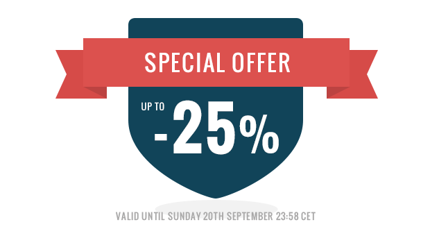 Special offer, up to 25% OFF