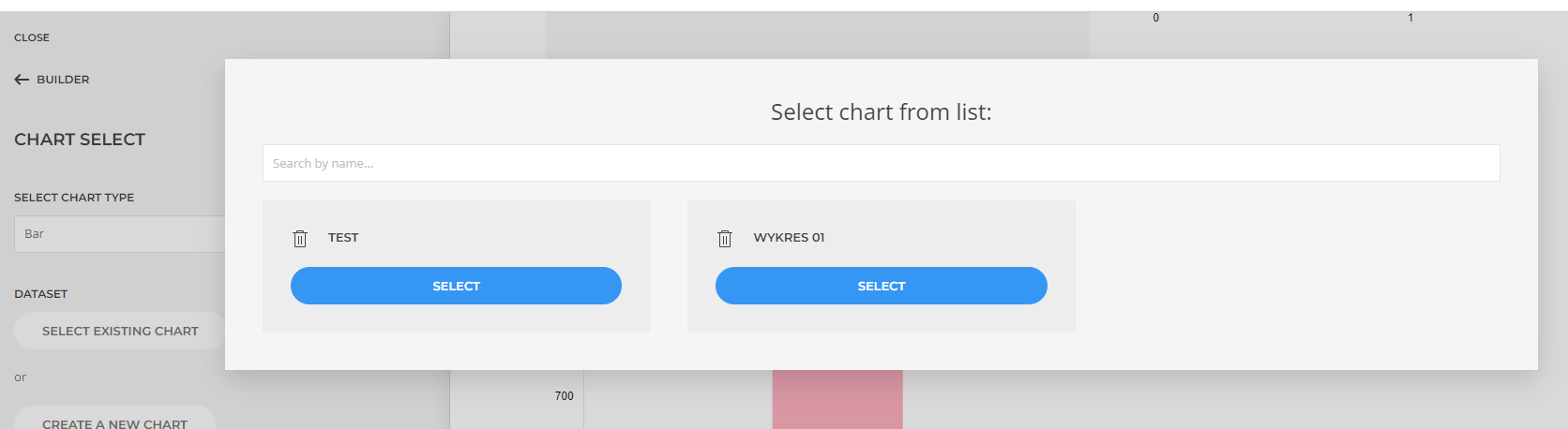 dj-charts select existing chart options