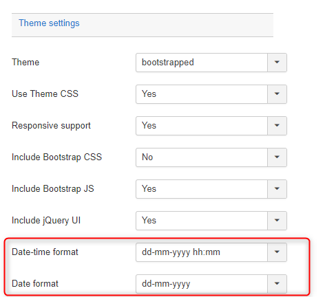 theme settings data format options