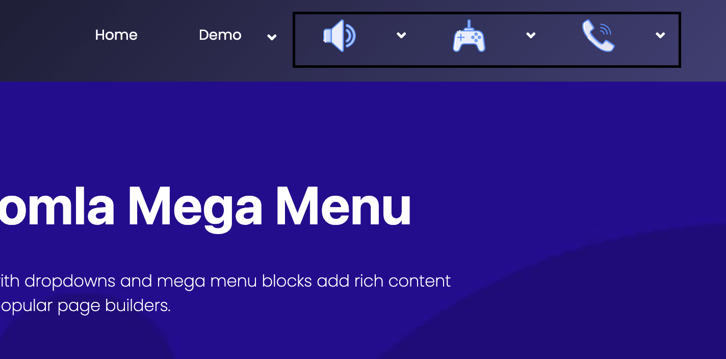 joomla mega menu show icons only