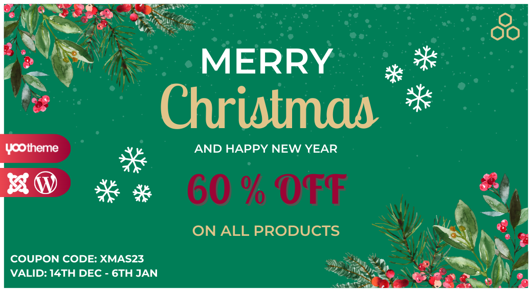 Christmas / New Year Sale. All you need for Joomla & WordPress is now 60% OFF