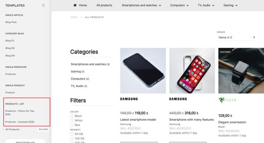 szablon e-commerce dj-electro widok kategorii produktów