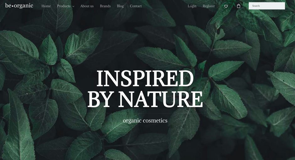 dj-beorganic szablon sklepu internetowego z kosmetykami dla Joomla oparty na yootheme pro widok na stronę główną