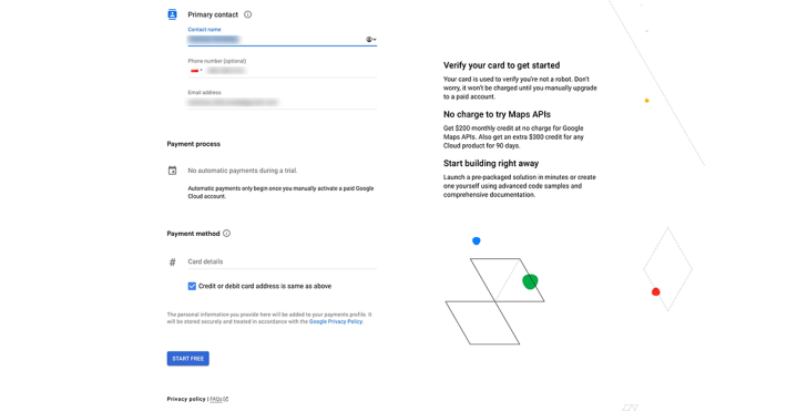 Google Cloud - payment process screenshot