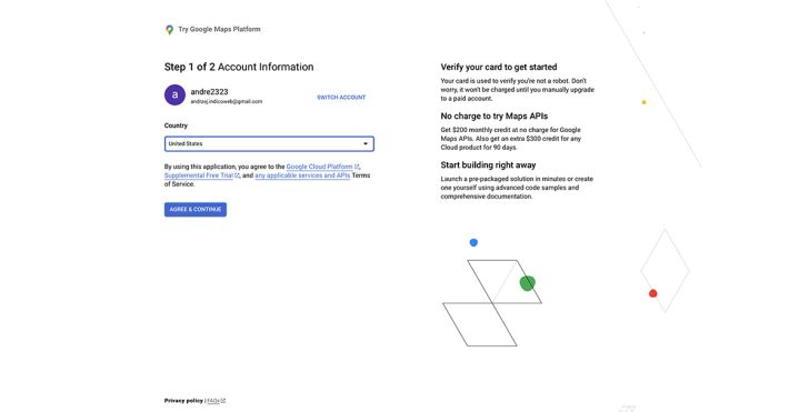 Google Cloud - contact data page