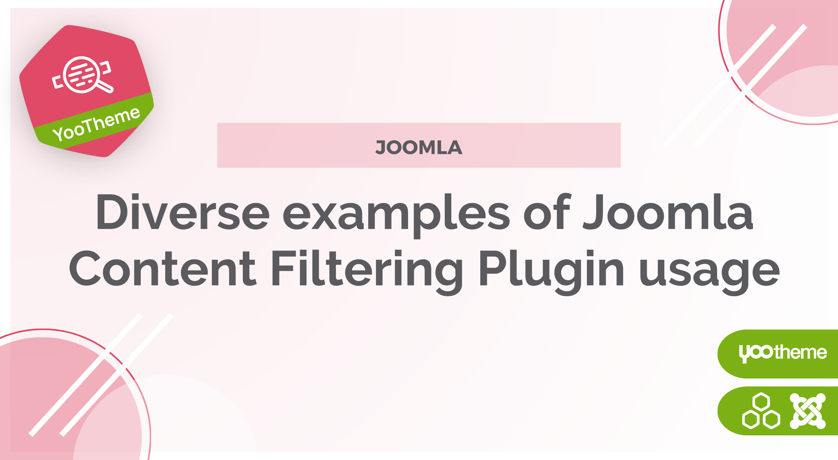 Various examples of Joomla Content Filtering Plugin usage