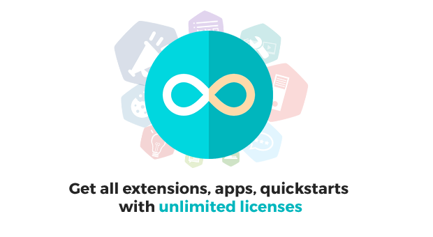 Get all extensions, apps, quickstarts with unlimited licenses