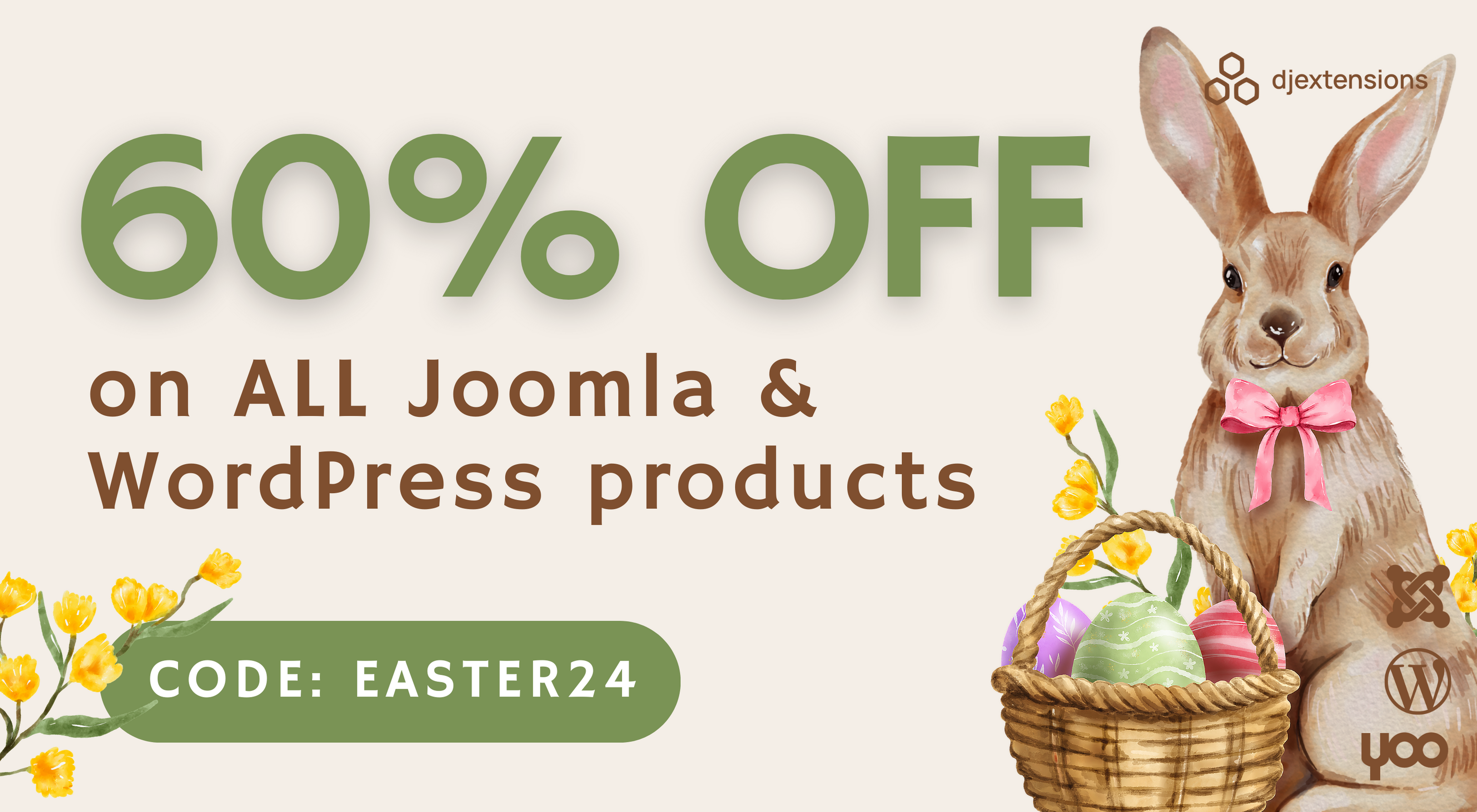 Spring into Savings! Enjoy a Whopping 60% Easter Discount on ALL Joomla & WordPress Products