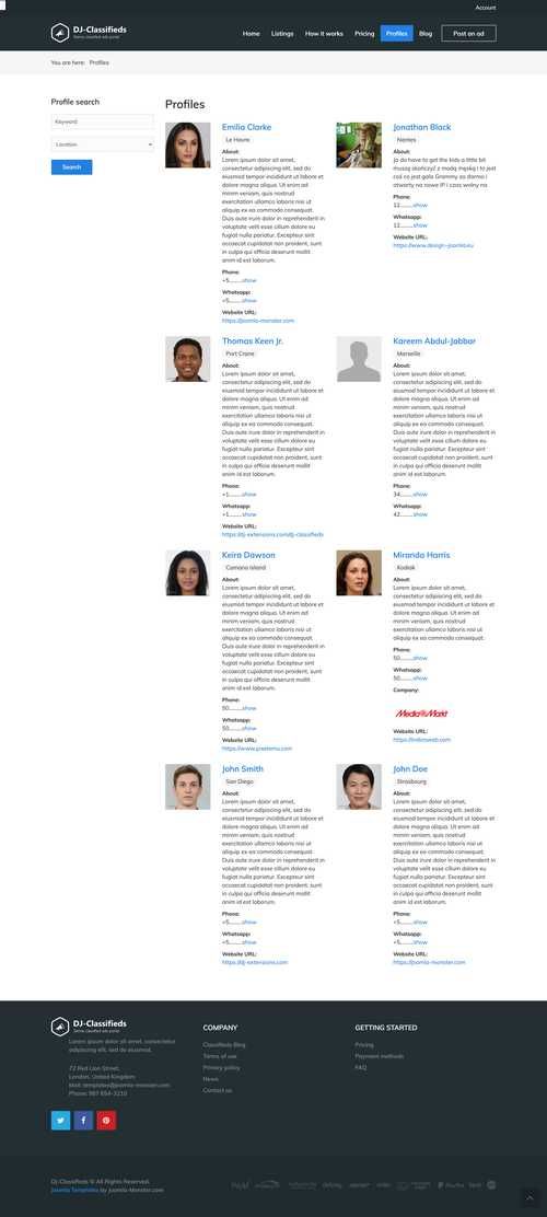 dj-classifieds profiles listing