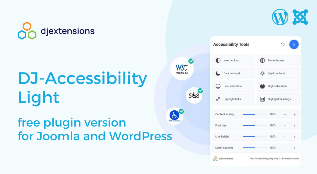 DJ-Accessibility Light - free plugin version for Joomla and WordPress